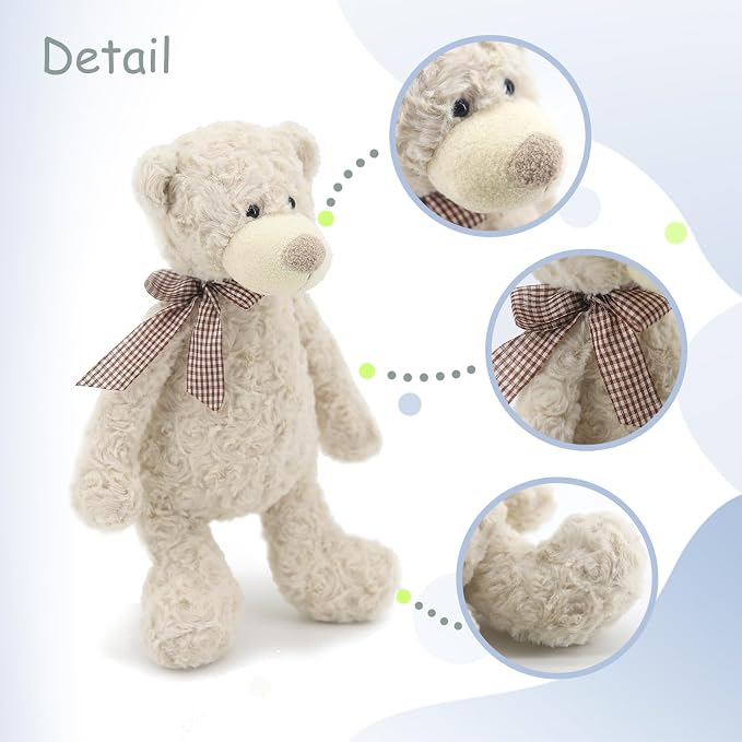 Peluche Oso Teddy Blanco con Bufanda 16 pulgadas miniatura 2
