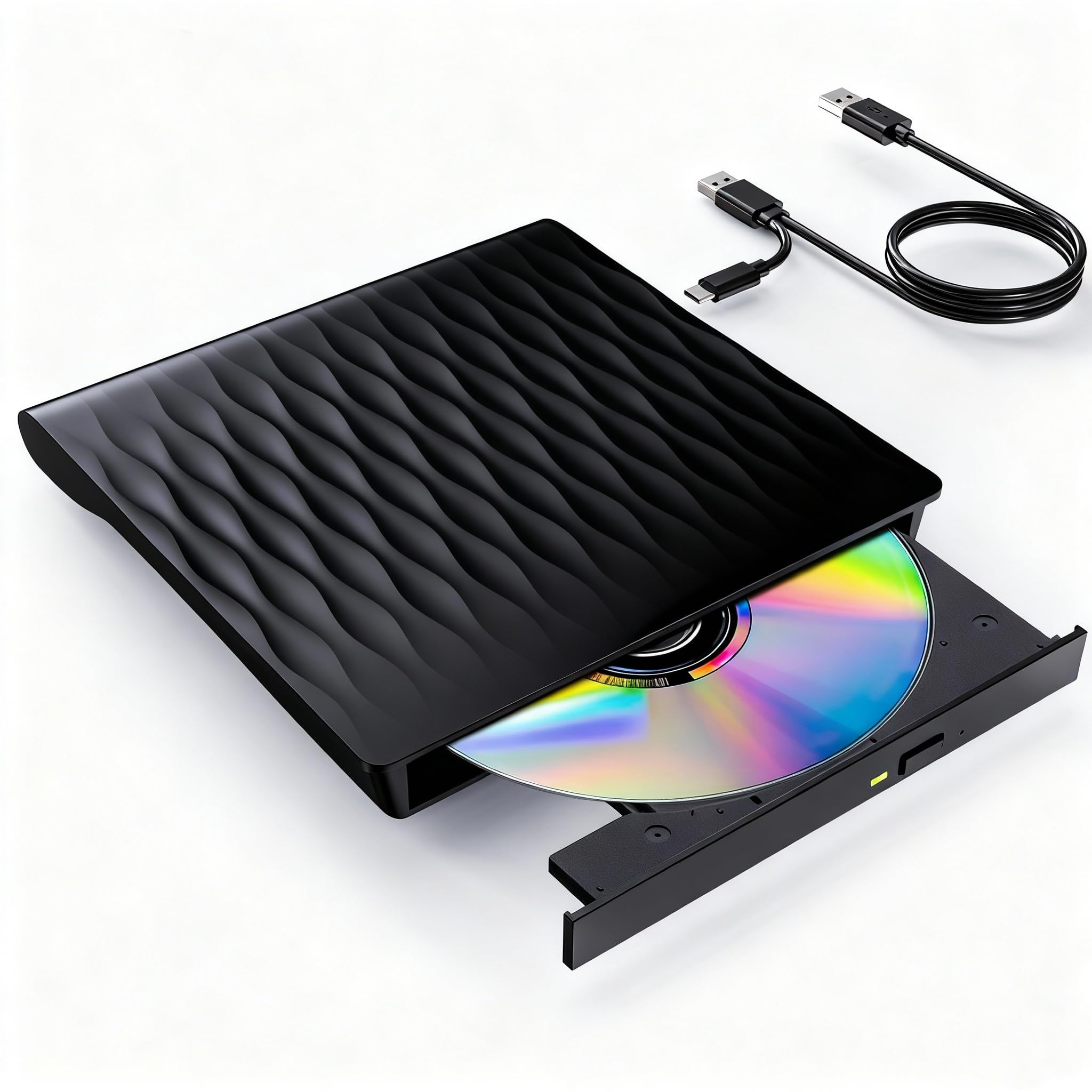 DANGZW Externes DVD CD Laufwerk, USB 3.0 Typ-C Slim Tragbares CD DVD +/- RW ROM Laufwerk Extern USB, DVD Brenner, Player, und Writer für Laptop PC, Windows 11/10/8/7/XP/Vista, Linux und MacOS