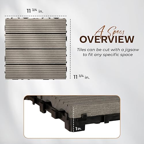 Miniatura 4 de Juego de 10 baldosas de madera compuesta de plástico para terrazas compuestas FSC sostenibles, resistentes al óxido, agua, clima, fáciles de hacer y