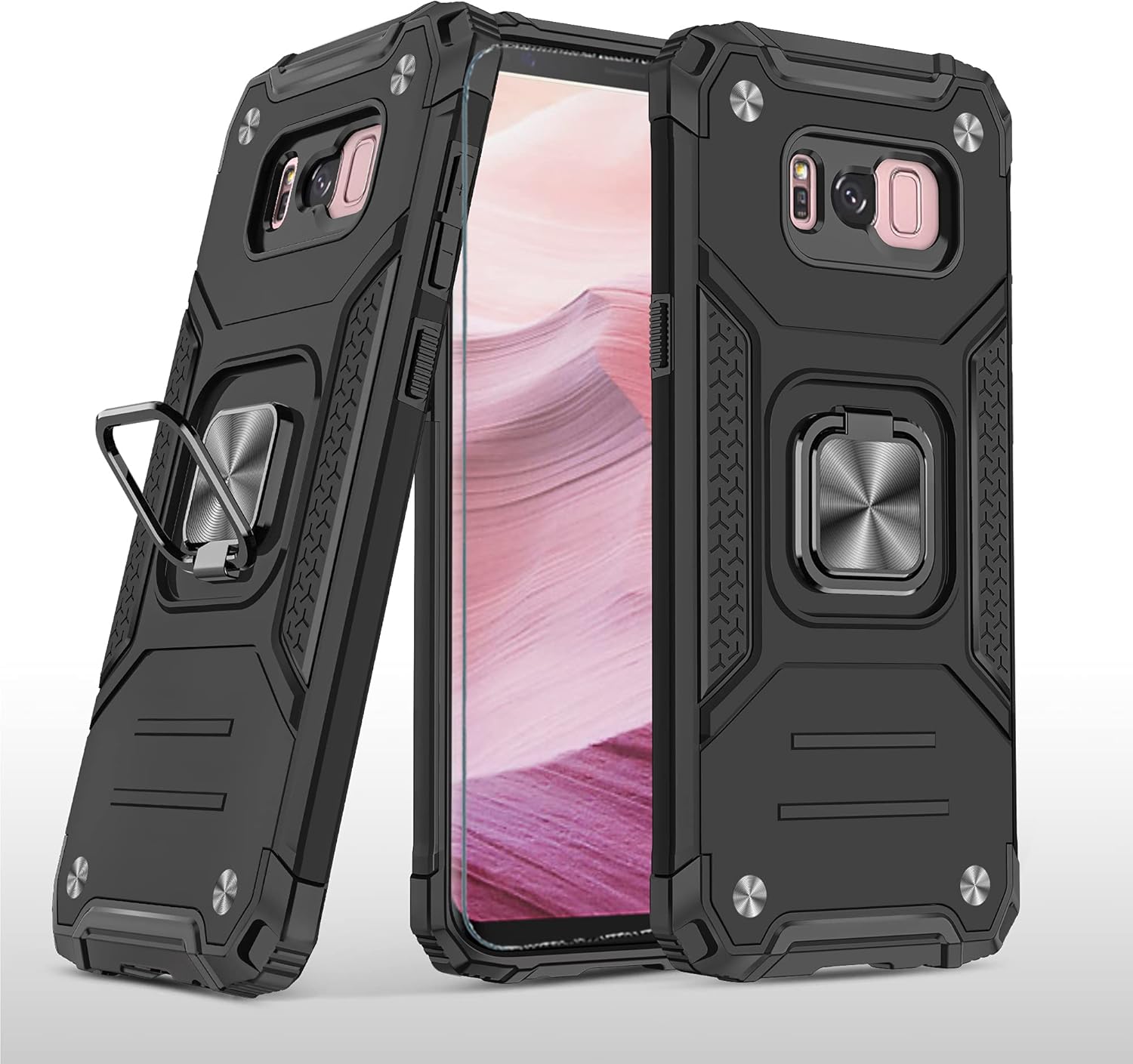 Galaxy S8 ケース Galaxys8ケース SC02J SCV36 スマホケース + Galaxys8 强化ガラス フィルム リング