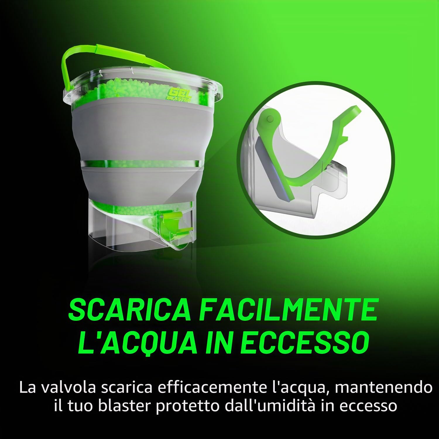 Gel Blaster Gellet Depot - Contenitore per munizioni pieghevole, ugello a caricamento rapido e filtro integrato, idrata e conserva oltre 10.000 gel - Design salvaspazio - Accessorio ufficiale Gel