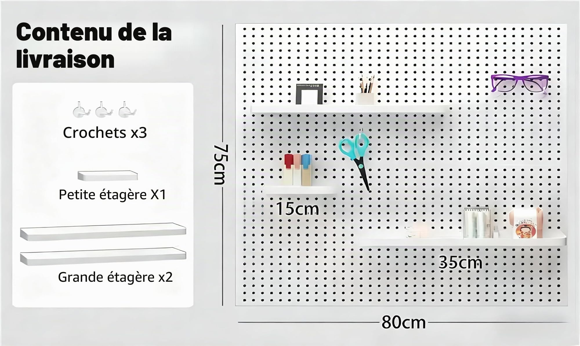 120 * 80cm L-förmiger Table Gaming avec Panneau Perforé et Étagères, Bureau d'angle avec Prise, Réversible Bureau avec 3 Détachables Étagères pour Domicile et Chambre, Blanc