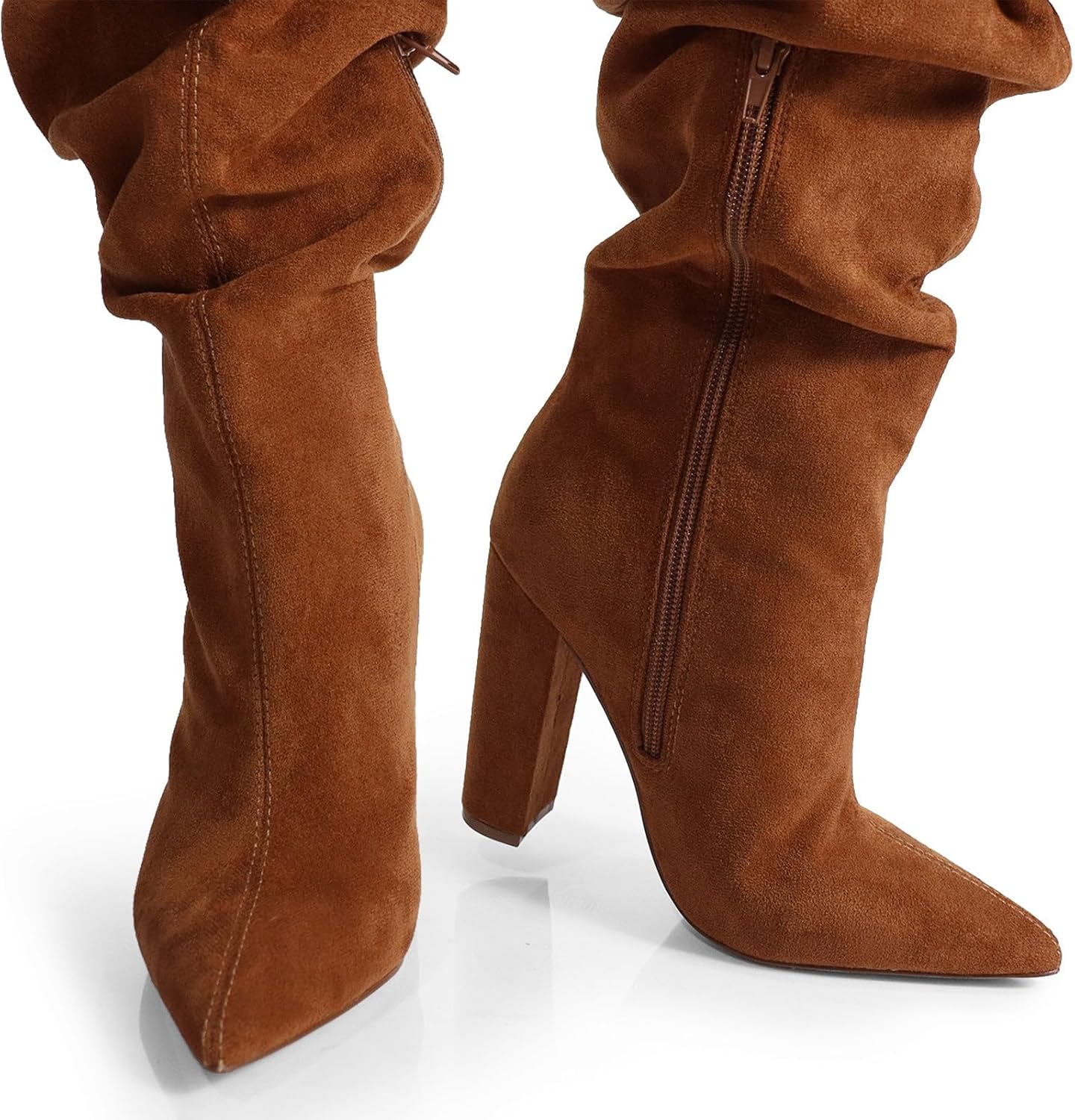 Liliana Women's Over The Knee Thigh High Chunky Heel Slouchy Boots - Image 6