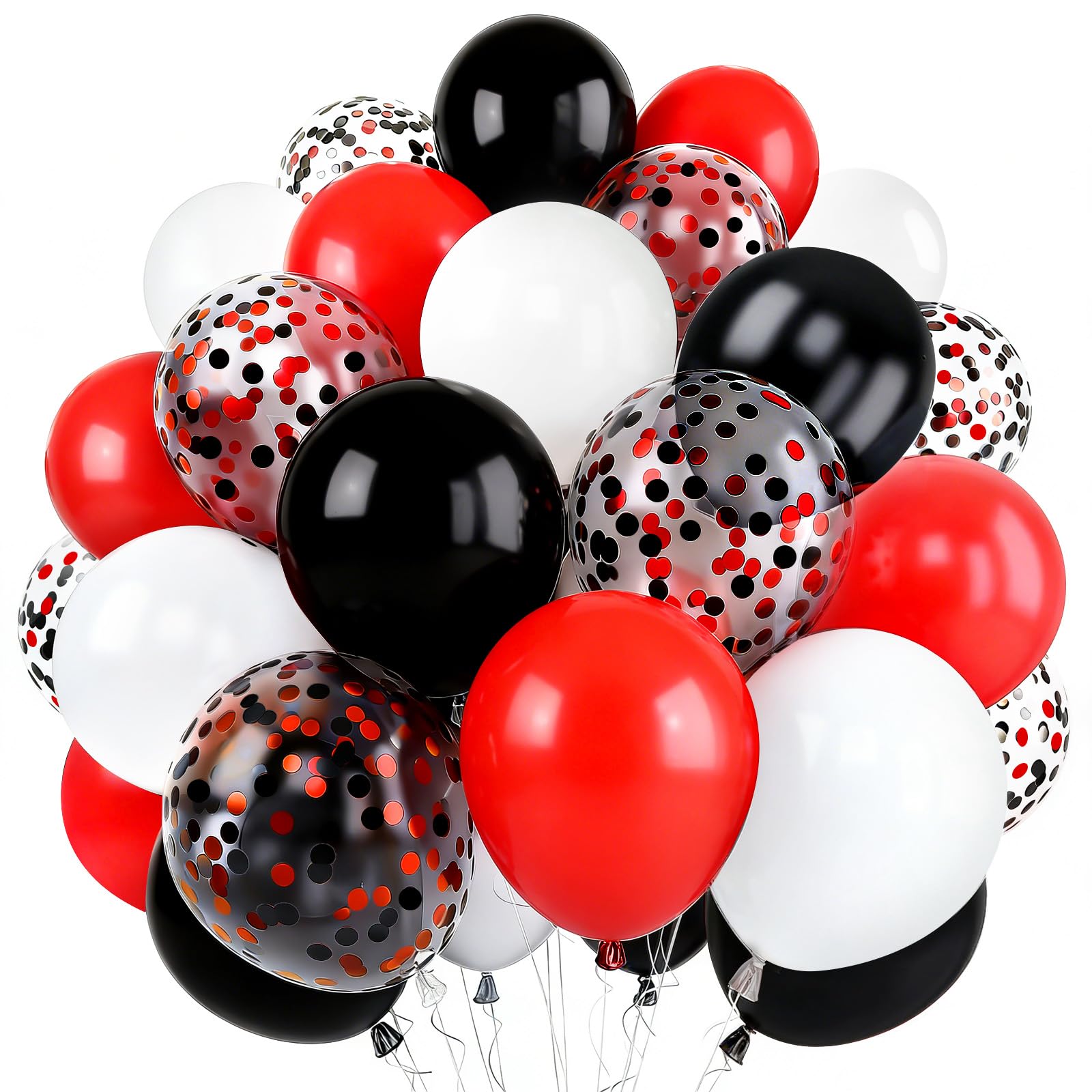 Red Black and White Balloons, 100pcs 12 Inch Latex Balloons, Confetti Balloon, Perfect for Birthday, Casino Party, Graduation, Valentine's Day, Celebration Events & Sparkle Party Decorations — image 1