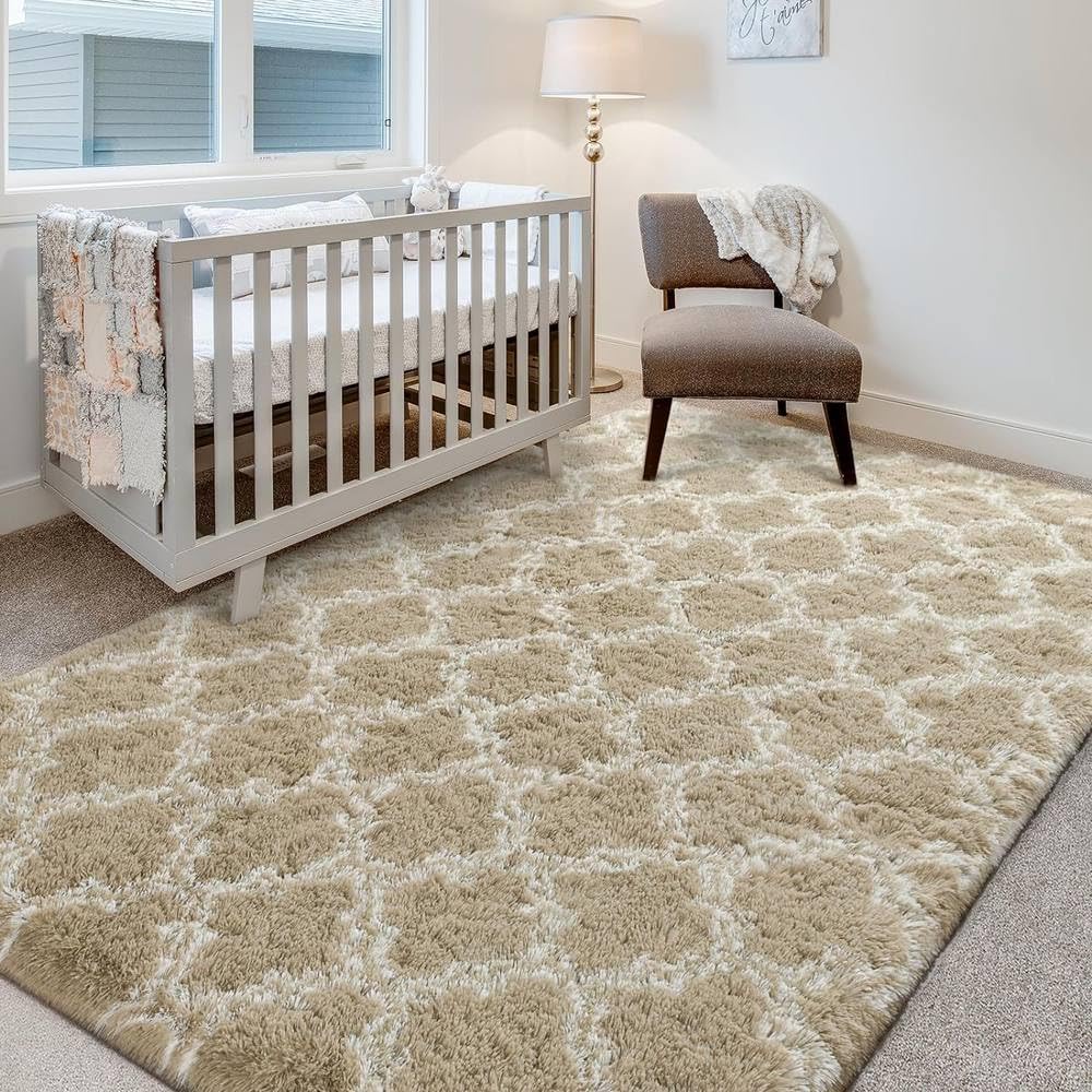Grandi tappeti a pelo lungo per camera da letto, super morbidi, soffici, per soggiorno, antiscivolo, per interni, per bambini, cameretta dei bambini, cachi scuro, 122x183 cm
