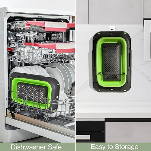 Miniatura 6 de ROTTOGOON Colador Plegable de 7 Cuartos, Colador Expandible Sobre el Fregadero, Colador de Silicona Ajustable para Fregadero de Cocina, Cesta de