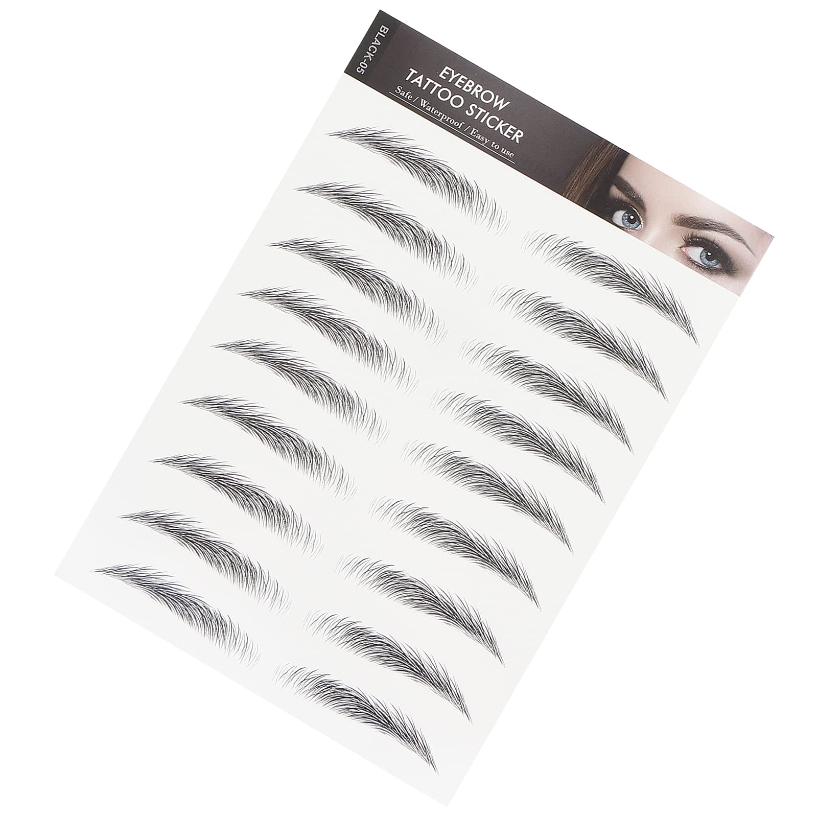 Eyebrow Tattoos Sticker, 4D Hair-Like Waterproof Eyebrow Transfers Stickers Temporary Brow Tattoo Peel Off Grooming Shaping Eyebrow Sticker, Long Lasting Natural Eyebrow Stickers (BLACK-05)