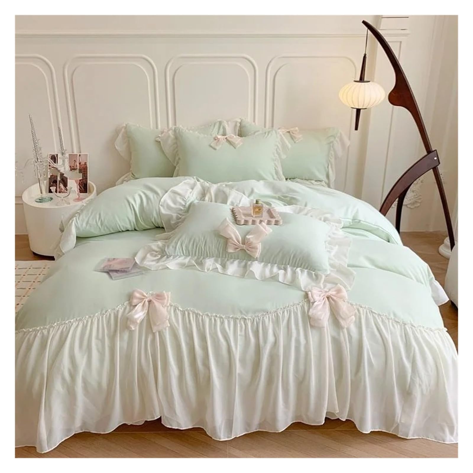 Housse de couette en dentelle unie et ses parures de lit de luxe pour chambre de jeune fille