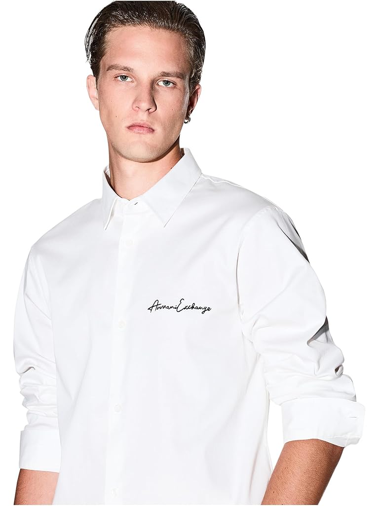 Pewter Armani Exchange Script Logo Button Down