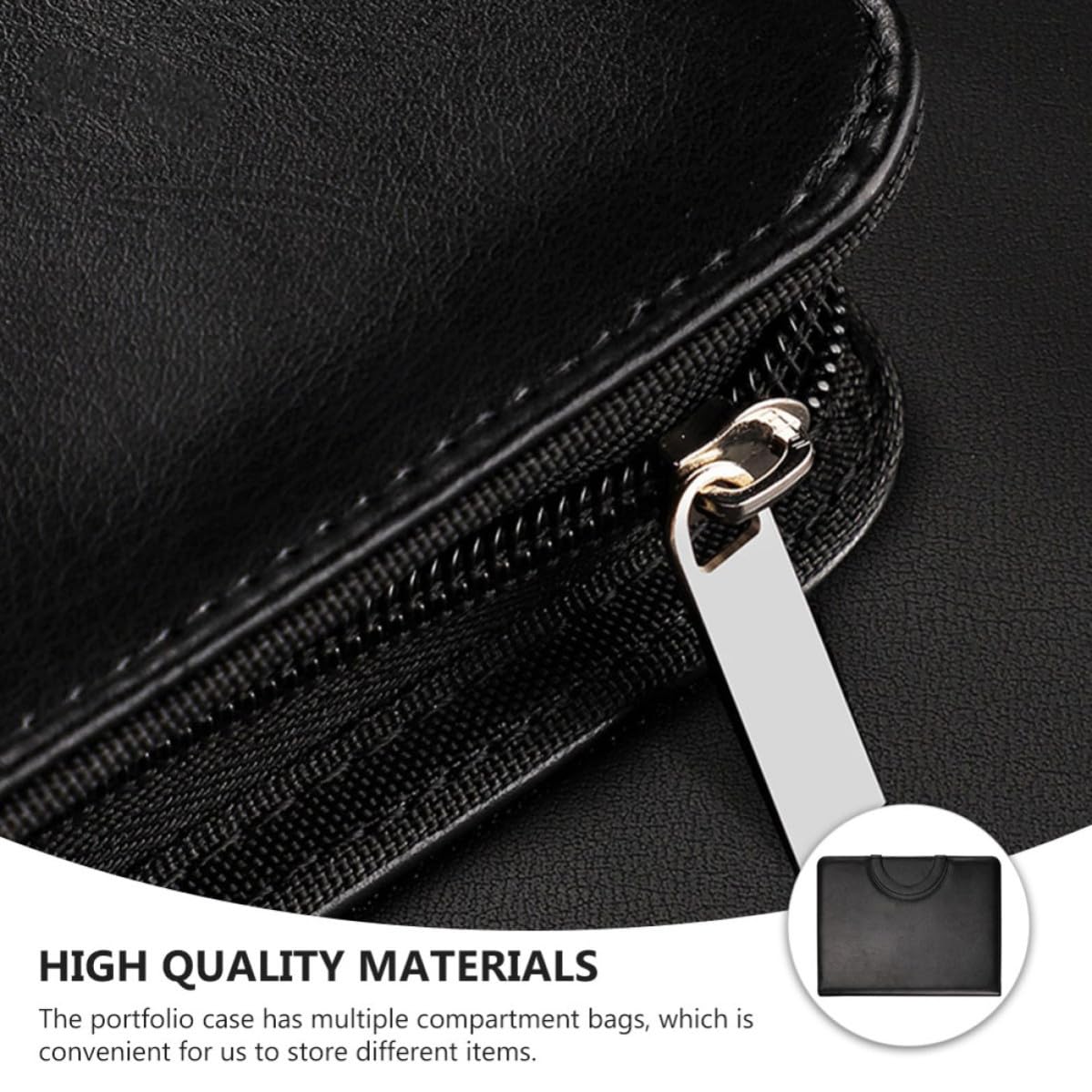 Portfolio mit Reißverschluss Schwarz A4 Pu Dokumenteninhaber