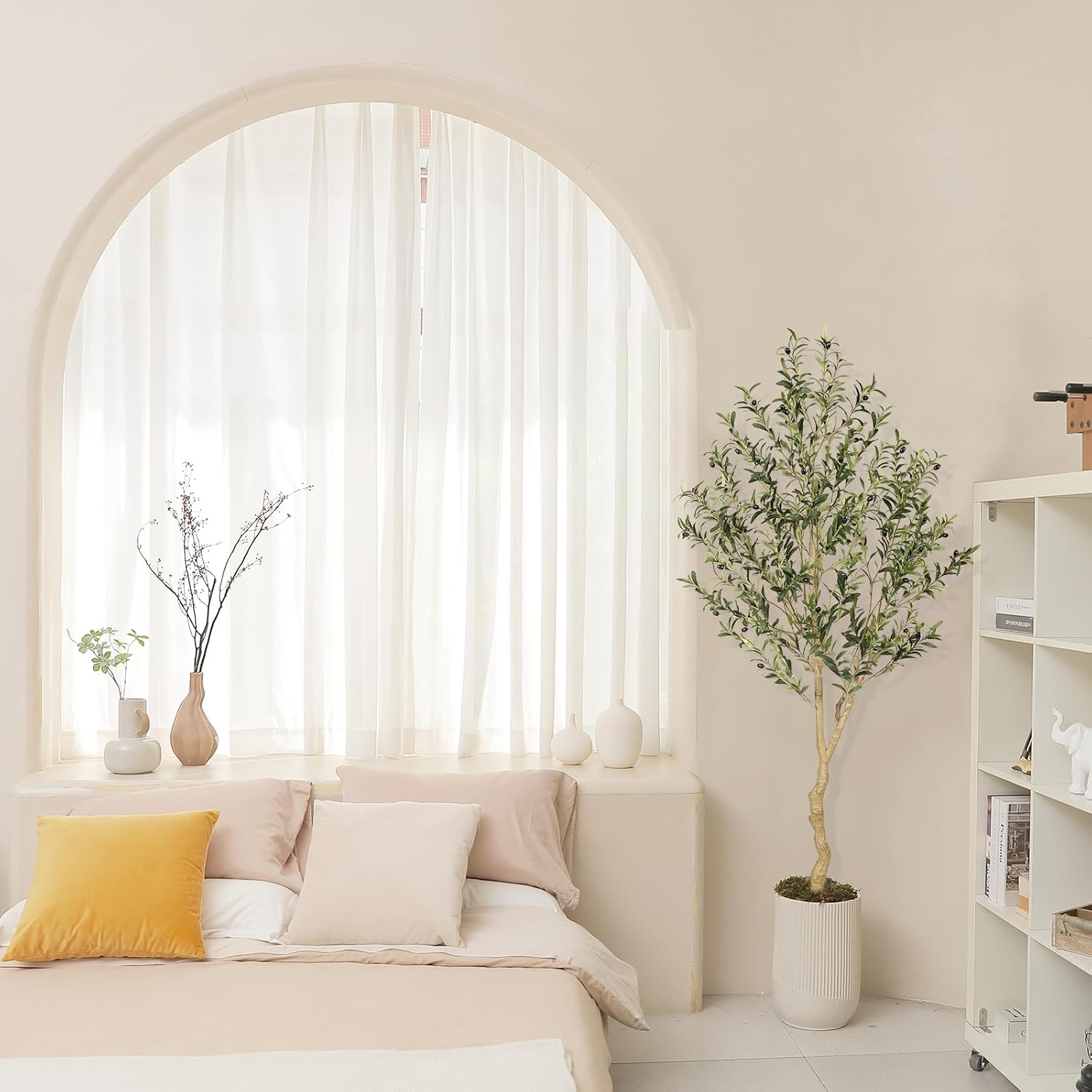 Realead 6ft Faux Olive Tree, Tall Olive Tree Plants, Fake Potted Olive Silk Tree, Artificial Olive Trees for Modern Home Office Living Room Floor Decor Indoor - Image 7
