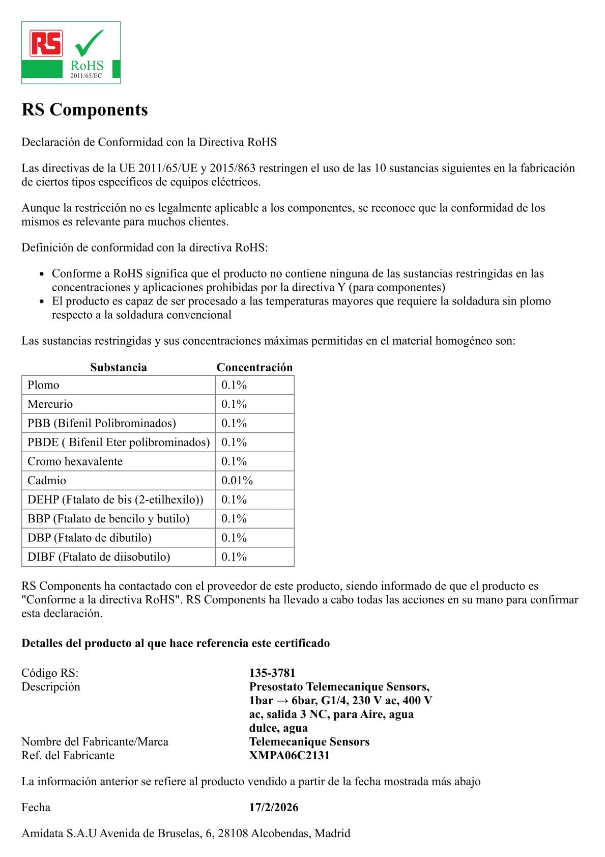 Presostato profesional para uso con bombas de agua y grupos de presión hidroneumáticos. HASTA 12 BAR