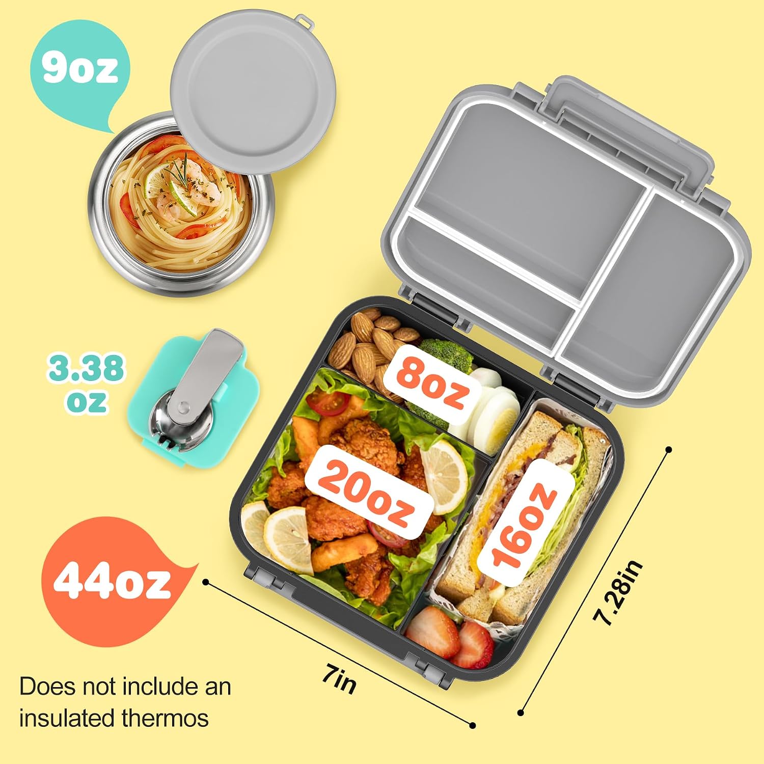 Bento Box for Kids with Food Thermo,Leak-proof Lunch Container image 3