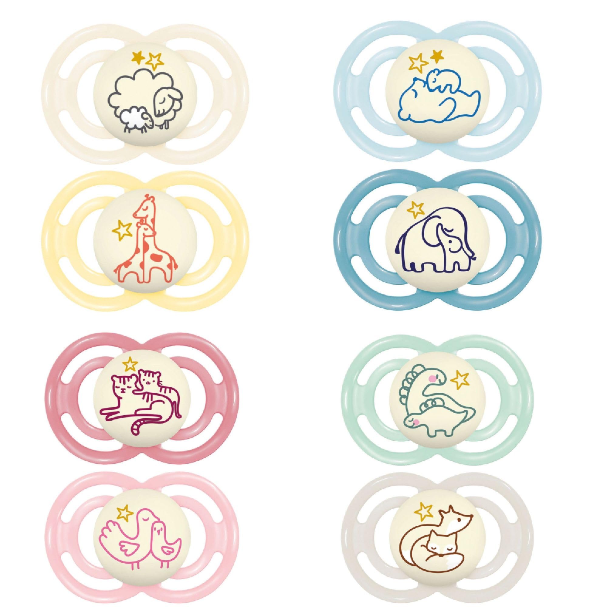 MAM Sucette Perfect Nuit 18+ Mois - 2 Pack Silicone Phosphorescent Pour Nuit - Développement Buccal Sain - Stérilisable Micro-Ondes