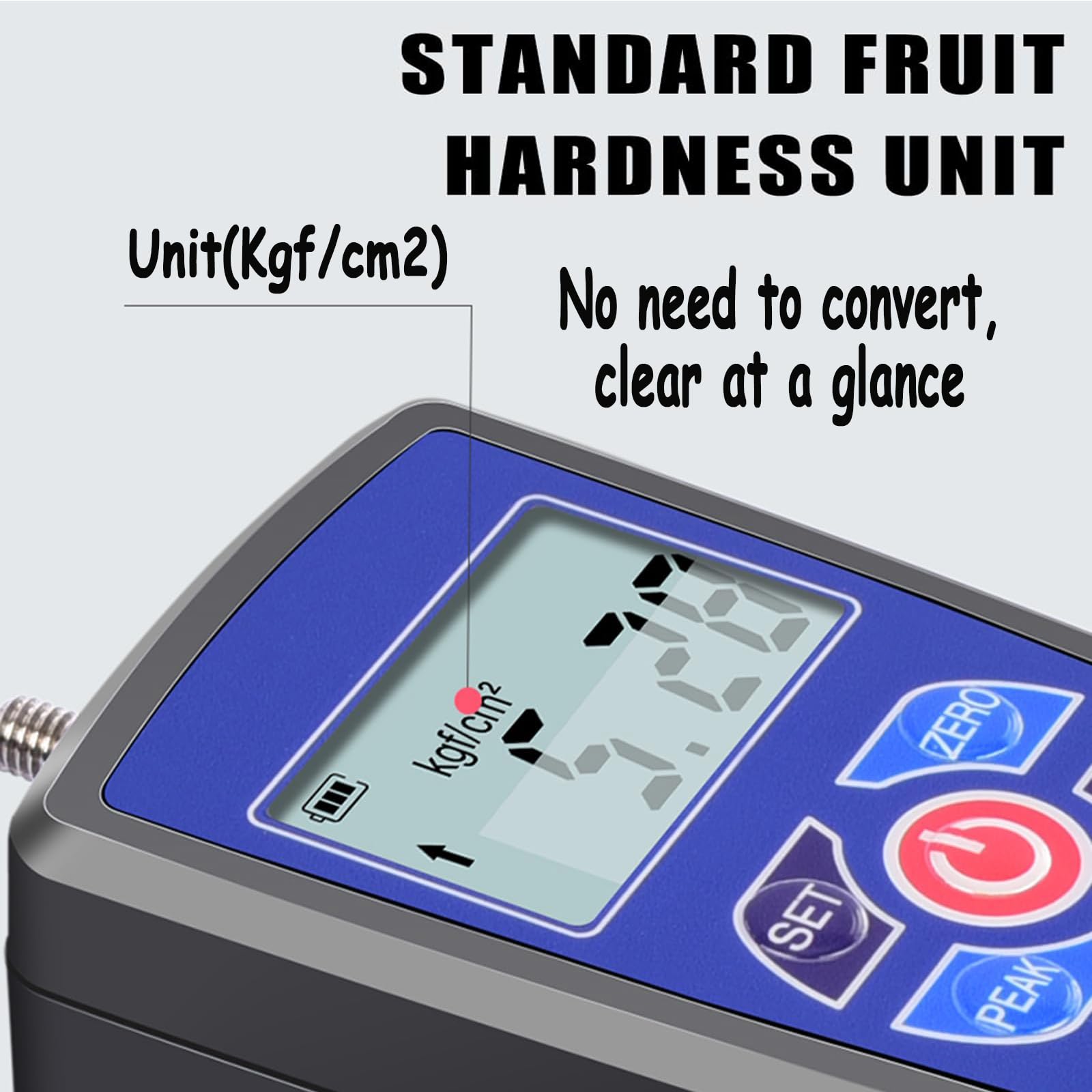 Fruit Penetrometer Digital - Mini-Durometer mit 3 Messmodi, 0,01 kg/cm² Lasteinteilung zur Bestimmung des Fruchtreifegrades