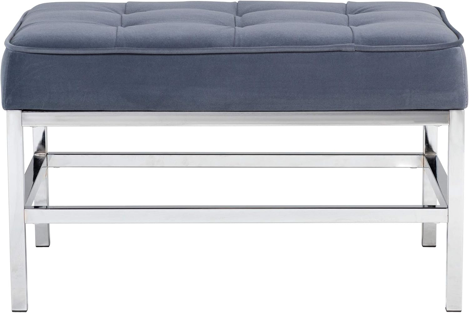 Exсluѕіvе Dіѕсоunt 50% Prісе Studio Designs Home 30 W Ashlar Modern Tufted Accent Ottoman, Chrome Additional Seating or Footrest for Living Room or Office, Polyester Fabric, Velvet Slate Blue Bеѕt Quаlіtу 🔥 Studio Designs Home 30 W Ashlar Modern Tufted Accent Ottoman, Chrome Additional Seating or Footrest for Living Room or Office, Polyester Fabric, Velvet Slate Blue