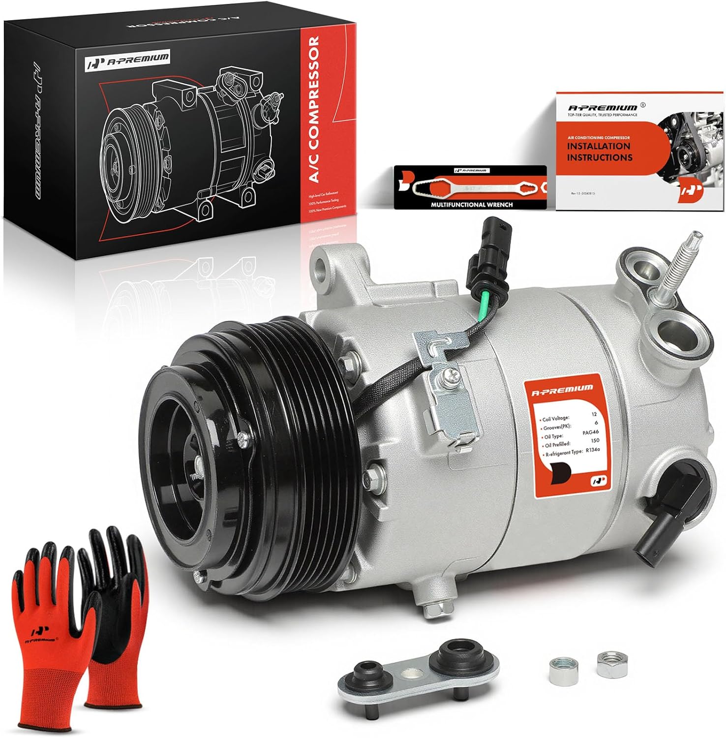 A-Premium Air Conditioning Compressor with Clutch for Chevrolet Colorado / GMC Canyon 3.6L