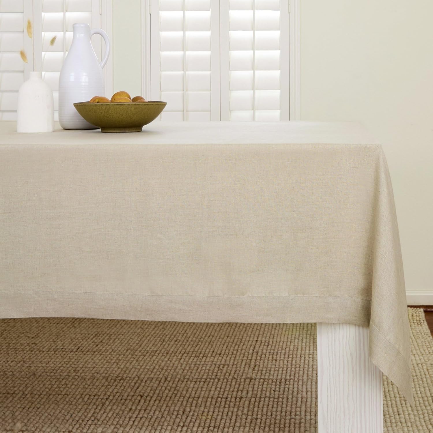 Solino Home 100% Linen Tablecloth – 60 x 102 Inch Natural, Natural Fabric, European Flax – Athena Rectangular Tablecloth for Indoor and Outdoor use Solino Home 100% Linen Tablecloth – 60 x 102 Inch Natural, Natural Fabric, European Flax – Athena Rectangular Tablecloth for Indoor and Outdoor use