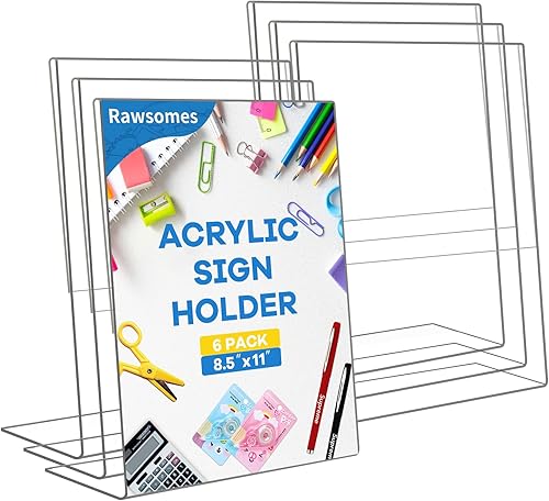Miniatura 1 de Soportes de acrílico para letreros transparentes de 8.5 x 11 pulgadas, soporte vertical inclinado hacia atrás, soporte de plástico para letreros de