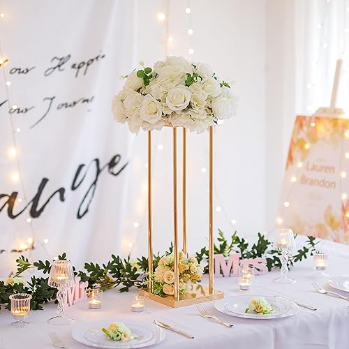 Miniatura 2 de Sziqiqi Jarrones de columna, centros de mesa de boda para mesas con platos, decoración de boda de 2 pies para ceremonia, moderno, rectangular,