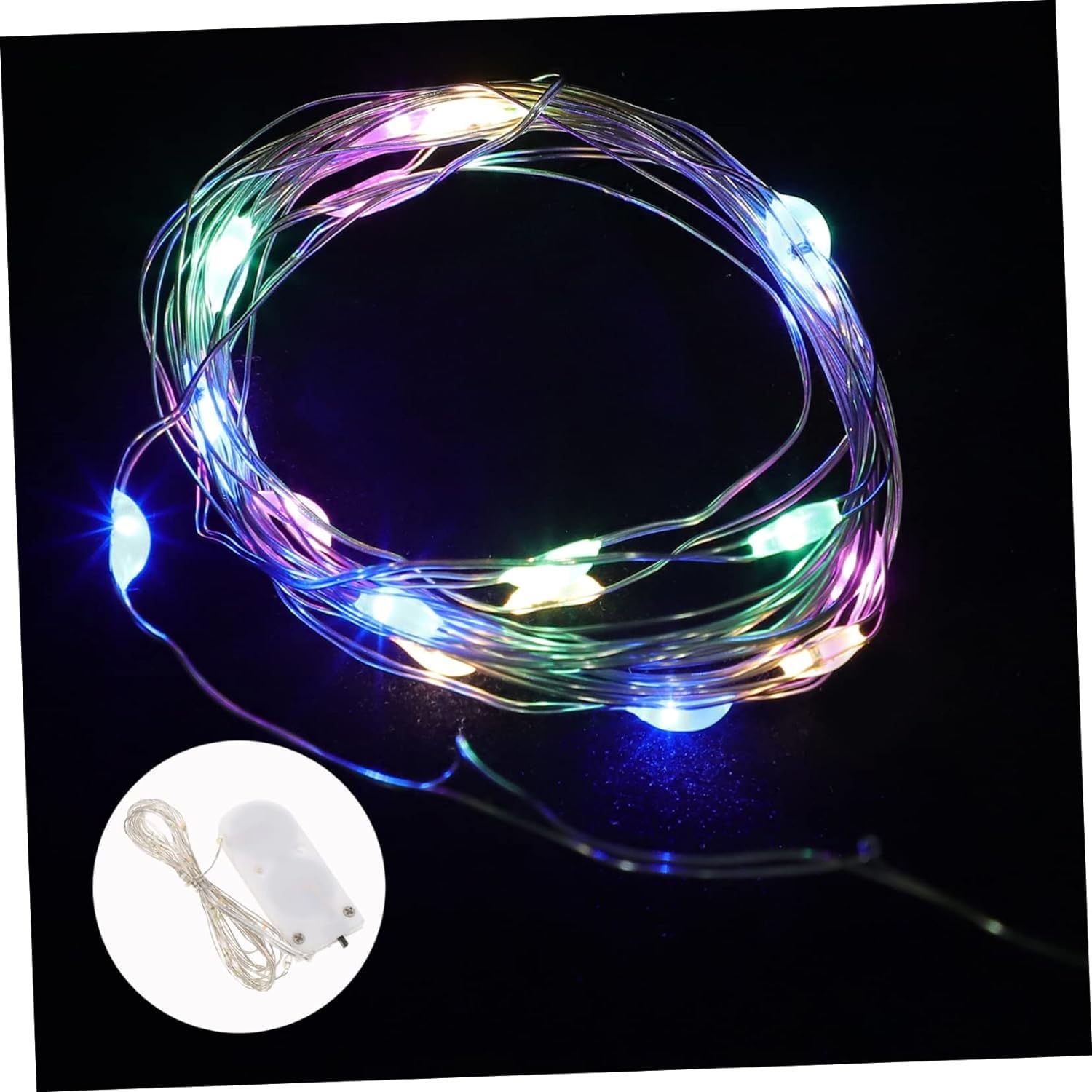 Guirlandes lumineuses ， 1 pièces chaîne LED fil de cuivre guirlande lumineuse rideaux lumineux à piles décor musical lumières de Noël à piles télécommande fil mini bouton batterie ( Color : Transparen