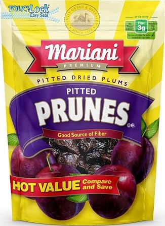 Mariani Pitted Prunes, 18 oz - Resealable Bag, Dried Pitted Plums, High Fiber, Supports Digestive Health, No Sugar Added