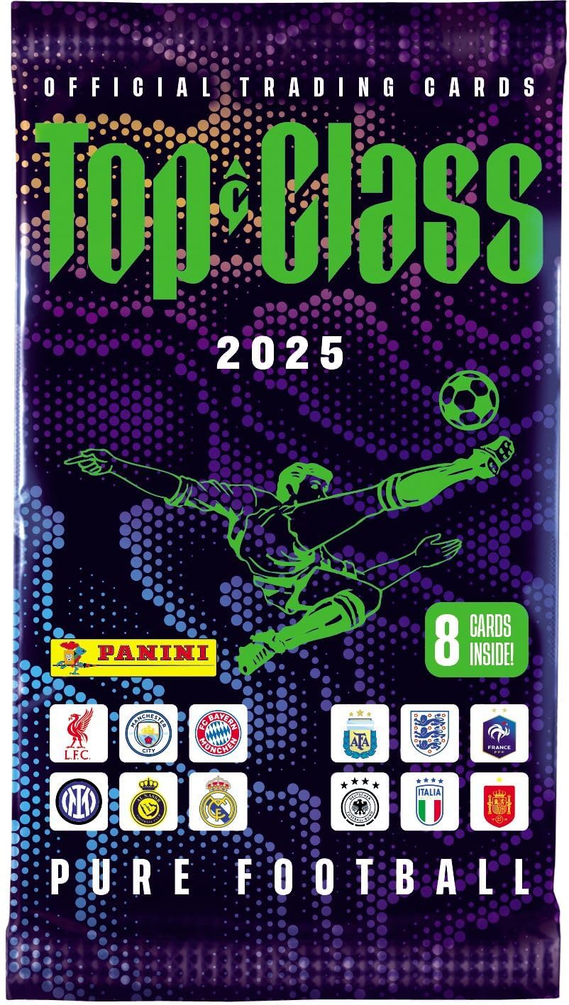 Panini 2 confezioni da 16 carte calcio FIFA Top Class 2025 | Carte collezionabili World Top Club, squadre e giocatori | Lotti ufficiali Panini da collezione