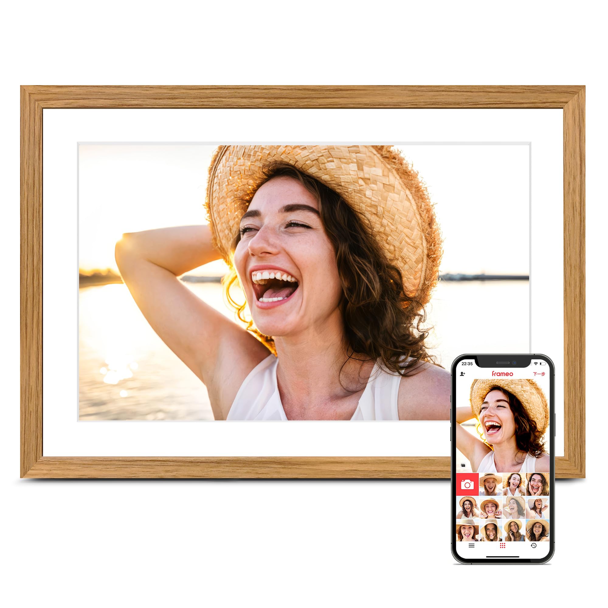 Frameo 10.1" Digital Picture Frame WiFi, Smart Electronic Photo Frame, 32GB