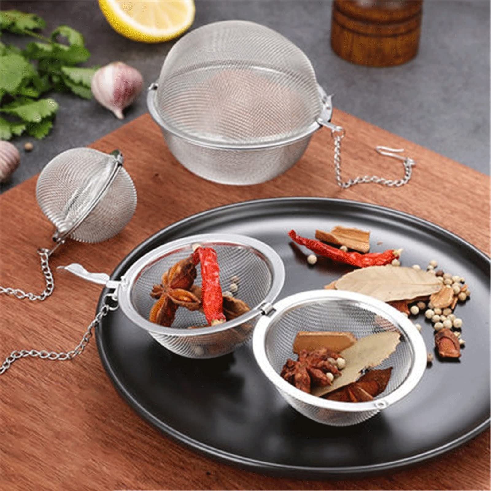 Colador de té de acero inoxidable, bandeja de tetera, colador de té de especias, accesorios de cocina, juego de té (7 cm)