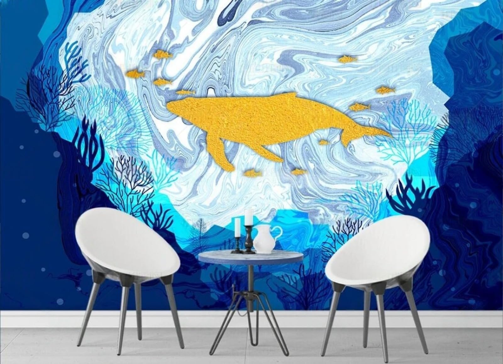 Papier Peint Baleine 3D intissé 430x300 cm pour salon et chambre