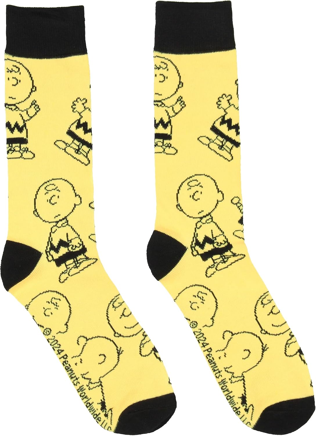 Bioworld Peanuts Men's Snoopy, Woodstock, and Charlie Brown 2 Pair Adult Crew Socks Dress Socks