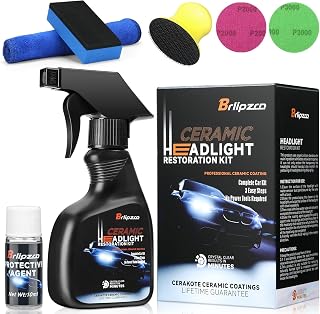 Brlipzrn Ceramic Headlight Restoration Kit - No Power Tools Needed, Fast Spray Cleaner for Clear Visibility & Safe Night Driving