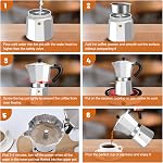 6 Cup Aluminum Espresso Stovetop Moka Pot Express Coffee Maker Percolator Italian Classic Mocha Coffee Machine for Italian and Cuban Cafe Brewing for Home & Camping 300ml 10oz