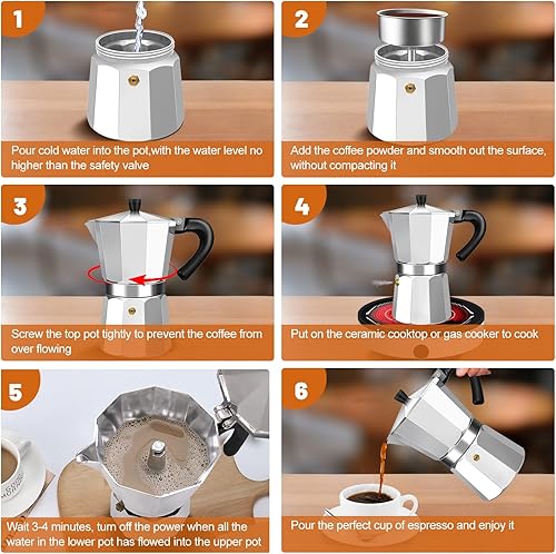 Miniatura 8 de 12 Cup Aluminum Espresso Stovetop Moka Pot Express Coffee Maker Percolator Italian Classic Mocha Coffee Machine for Italian and Cuban Cafe Brewing