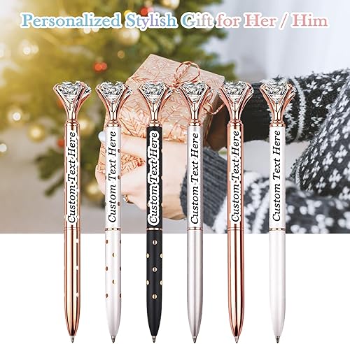 Miniatura 5 de 10 bolígrafos personalizados a granel con diamante, recuerdos de boda, recuerdos grabados con nombre, logotipo, texto para negocios, fiestas,