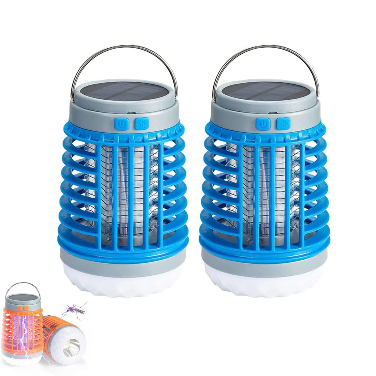 BuzzBug Mosquito Zapper - Buzz Bug Mosquito Killer, ElectriZap Gets Rid Of Mosquitoes Buzz Blast Pro for Inside Outside Patio Camping, Solar Rechargeable Portable,Blue-2pcs