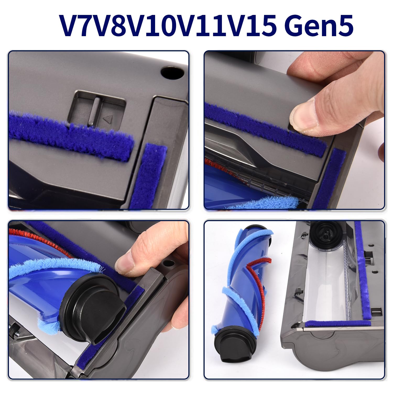 Cabezal de cepillo de repuesto compatible con Dyson V7 V8 V10 V11 V15 Gen5, cabezal de cepillo turbo con luz LED de gama completa, adecuado para suelos duros