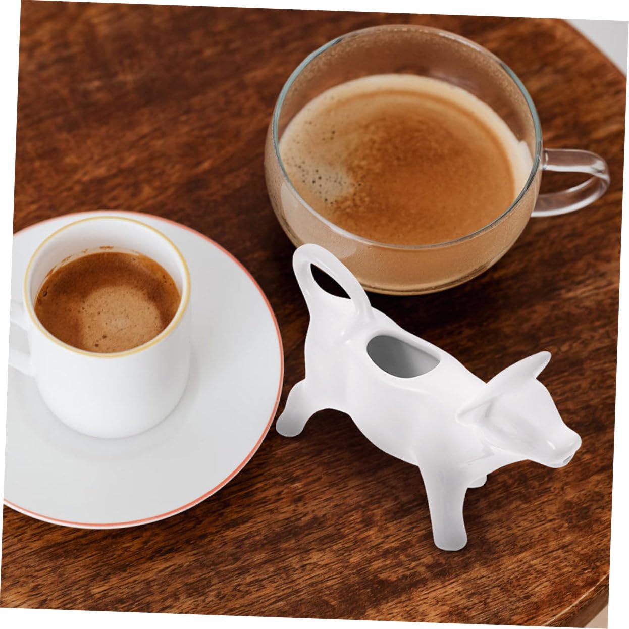 TOPBATHY 2pezzi Lattiera in Ceramica Forma Di Animale Per Caffè Latte e Sciroppo Design Becco Piccolo Arco Aggraziato Flusso Fluido