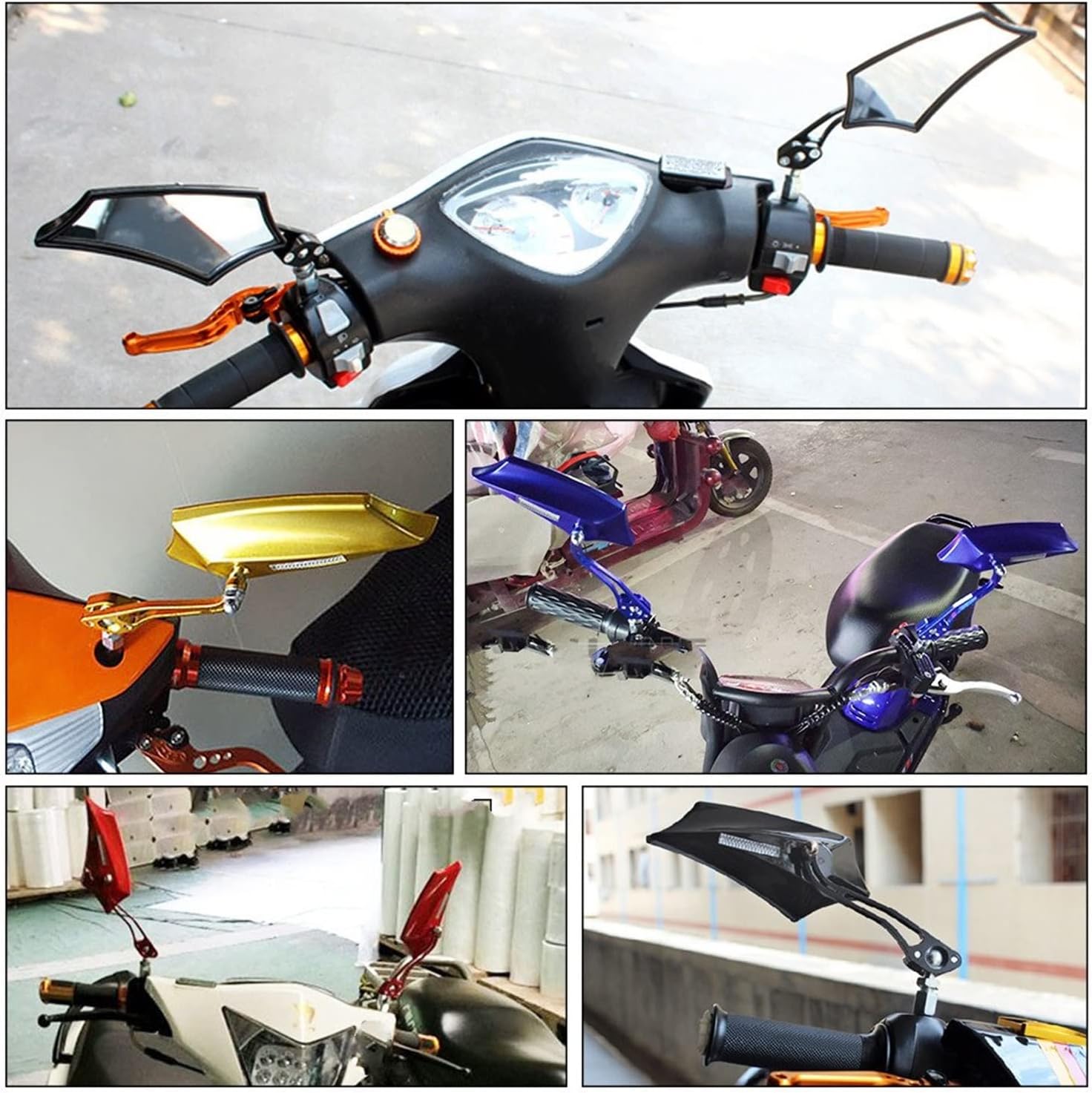 Rearview Mirror Bicycle Rearview Mirrors 10mm Adaptor 7/8" Handlebar 360 Degree Rotatable Side Mirrors Mountain Bike Electric Bicycle Moped Scooter Mirrors Bar End Mirror (Color : Purple)