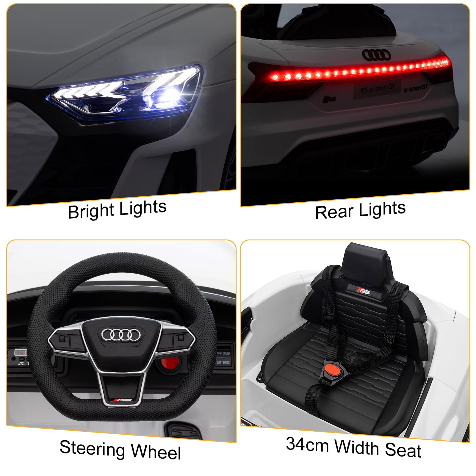 Audi Voiture Électrique Enfant 12V 2 Portes avec Télécommande 2.4G MP3 Blanc