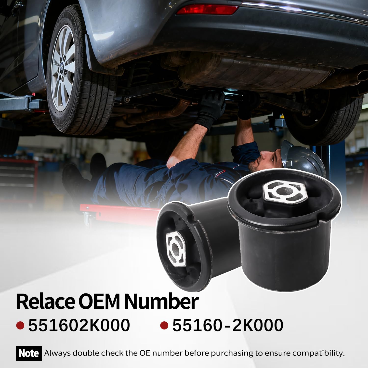 2PCS Rear Trailing Arm Bushing Compatible with Kia Forte Soul 2010-2013 Axle Beam Bushing Replacement for 55160-2K000