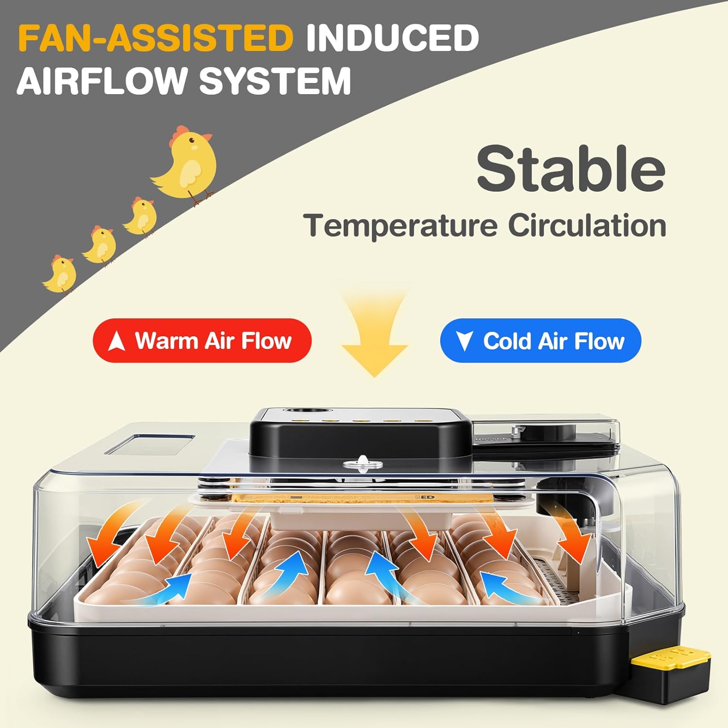 Sailnovo 48 Egg Incubator for Hatching Eggs with Auto Egg Turning, Precision Temp & Humidity Control, 360°Viewing, Egg Candler, Incubator for Chicken Eggs/Duck/Quail,Ideal for Farm/School/Lab,Gray
