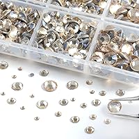 Vista 3 de 6736 diamantes de imitación termoadhesivos con parte trasera plana, diamantes de imitación dorados para manualidades, ropa mezclados en 5 tamaños