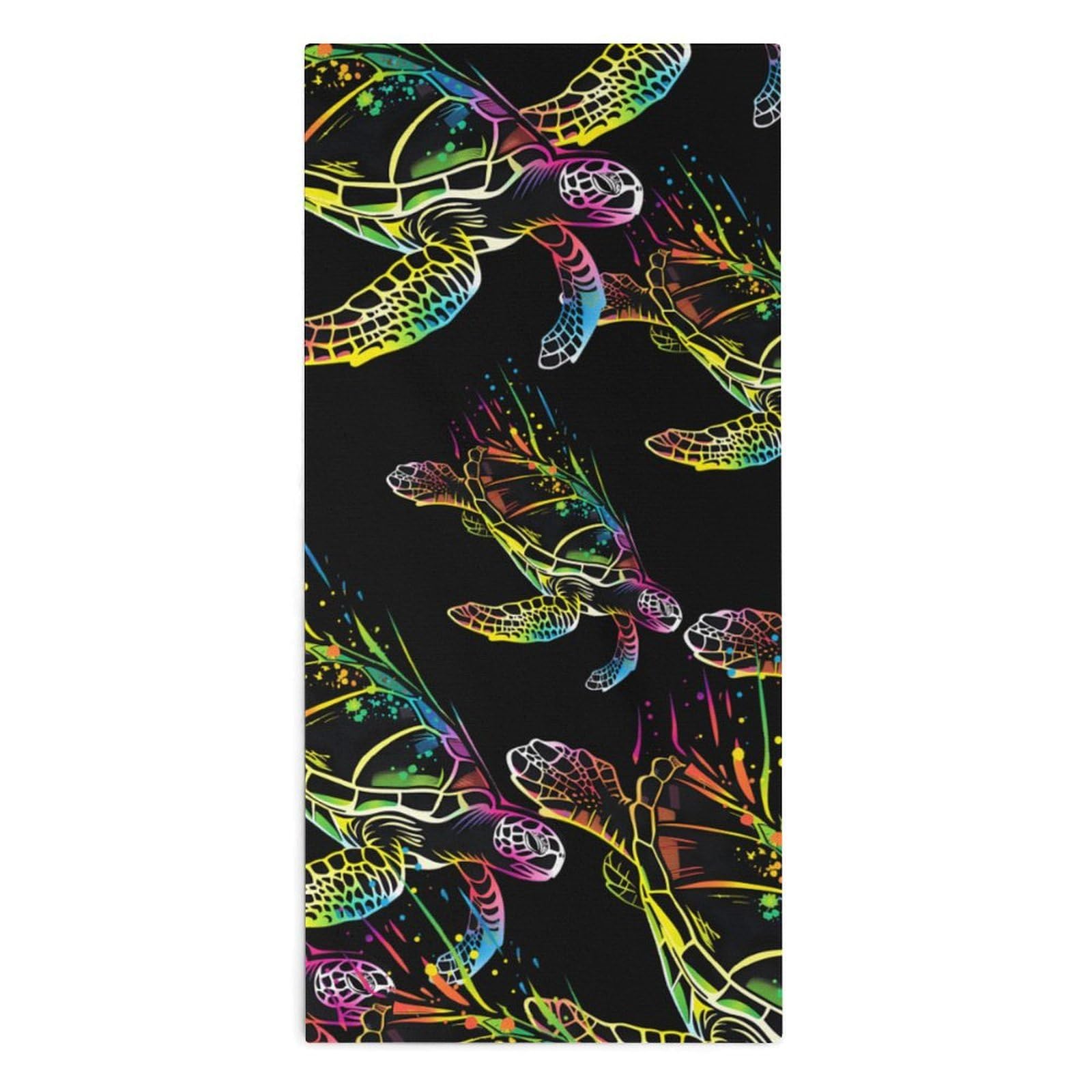 NCLQVJXZKHW Rainbow Sea Turtle Neon Hand Towels Soft Face Towel Gym Bathroom Travel Hotel 13"x28"