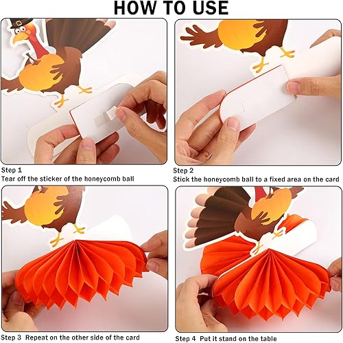 Miniatura 3 de Centro de mesa de nido de abeja de Acción de Gracias, 9 piezas, pavo, panal, calabaza, panal de abeja de Acción de Gracias, centro de mesa para