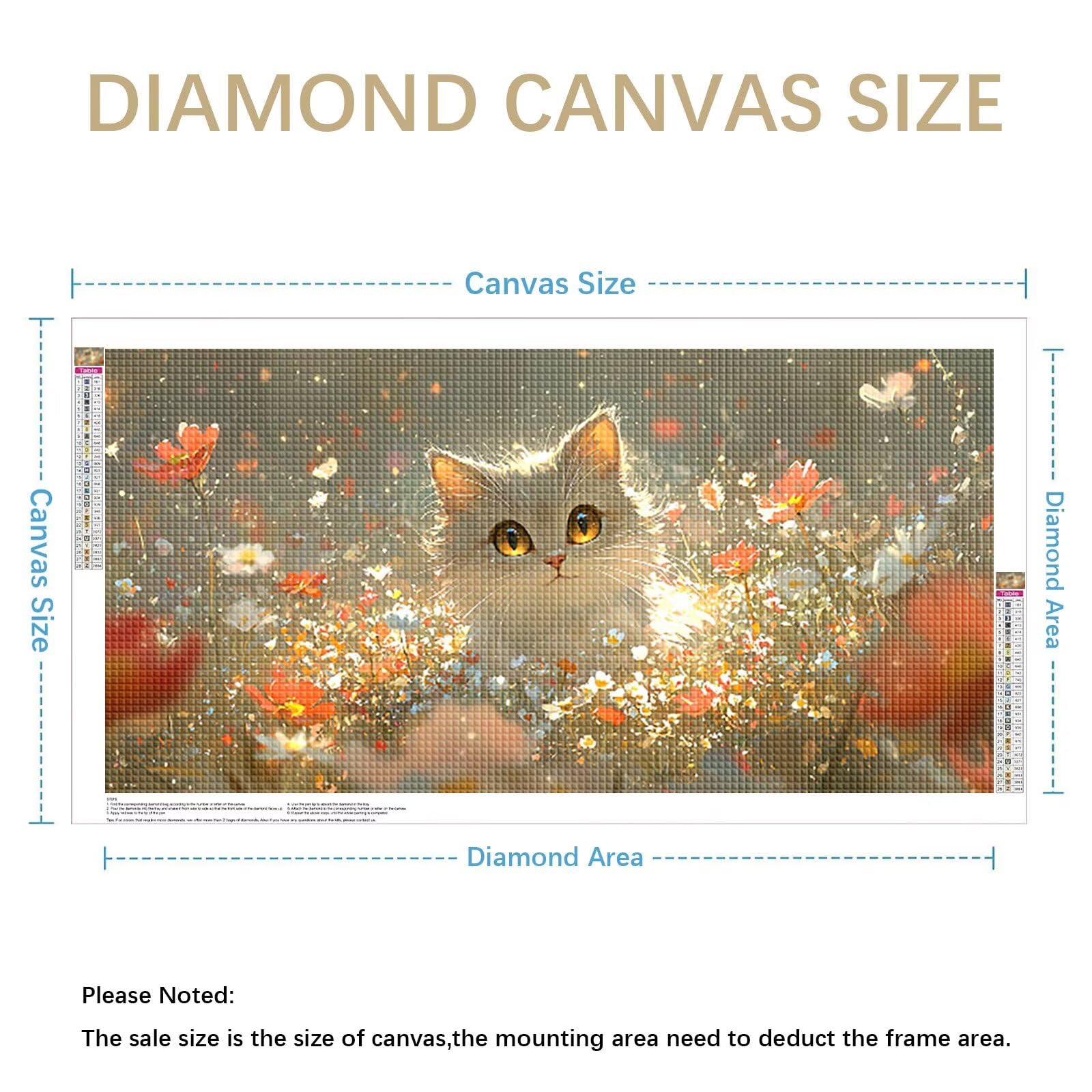Diamond Painting Grande 180x90cm Animal Diamond Painting Adultos, DIY Gato Pintura de Diamante Manualidades Adultos, 5D Cuadrado Rhinestone Bordado Punto de Cruz para Home Decoration Regalo 0J-261