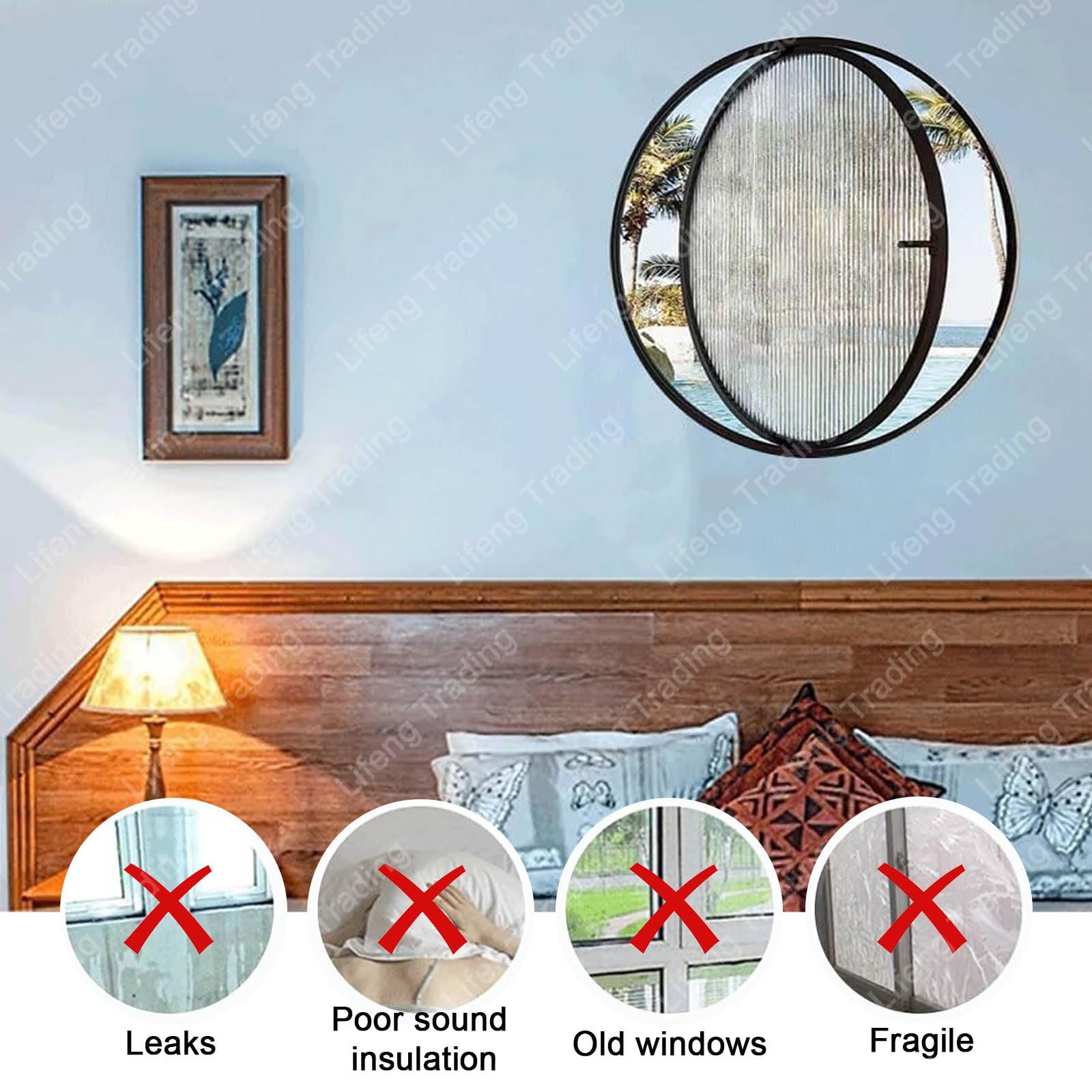 Ventana abatible de cristal templado giratorio de 360° con asa, ventilación interior para cocina, tamaños ajustables, 40-100 cm, diseño moderno (blanco transparente, 50 cm)