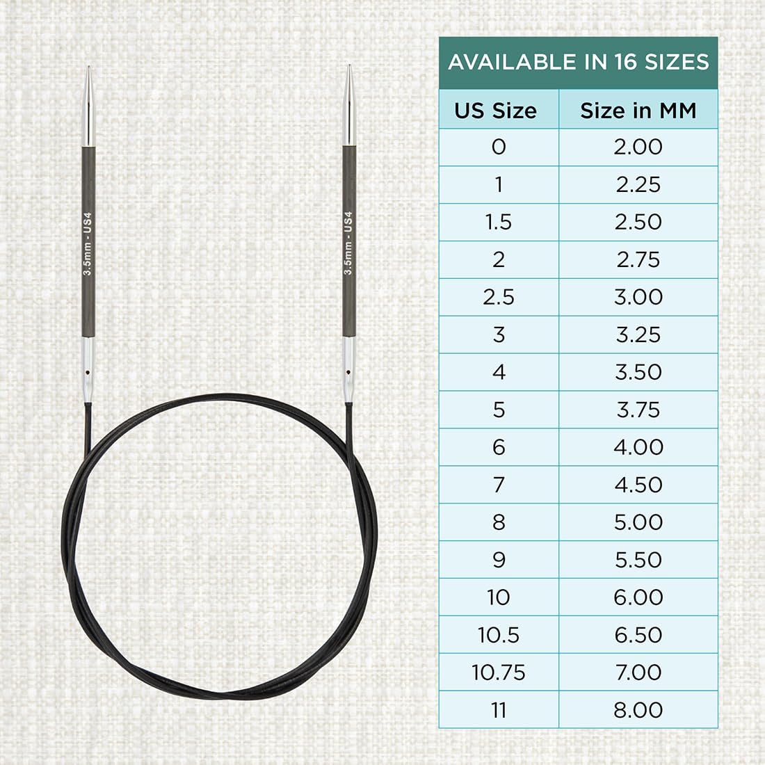 KnitPro Karbonz Fixed Circular Needle 40"(100cm) | US Size 4 (3.5mm)