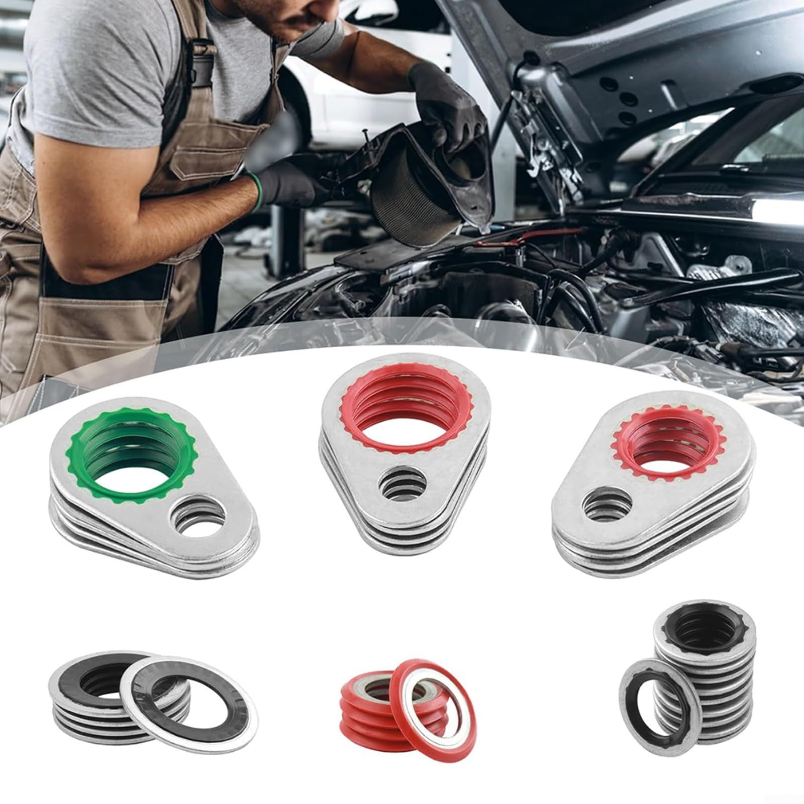 139-teiliges AC-O-Ring-Set, A/C-Gummidichtung, Sortiment für Auto-Klimaanlagendichtung, Reparatur mit Metallringen und organisierter Aufbewahrungsbox für Mechaniker