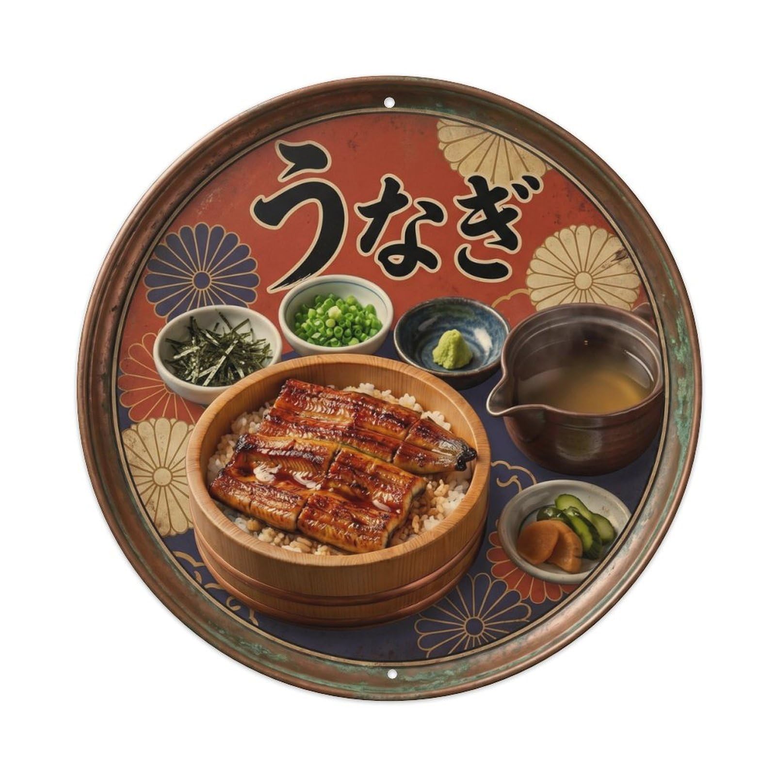 Cxhjca 8X8inch(20X20cm) Japanese Unagi Grilled Eel Classic Meal Kitchen Seafood Metal Tin Sign